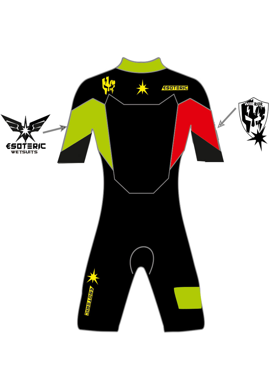 Гидрокостюм Esoteric Warrior 3mm  Lime/Red Shorty