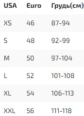 Размерная таблица жилеты