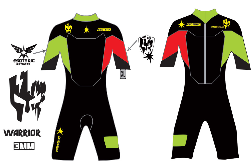 Гидрокостюм Esoteric Warrior 3mm Lime/Red Shorty